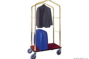 Carrello portavaligie con appendiabiti ottonato Carrello portavaligie con appendiabiti ottonato